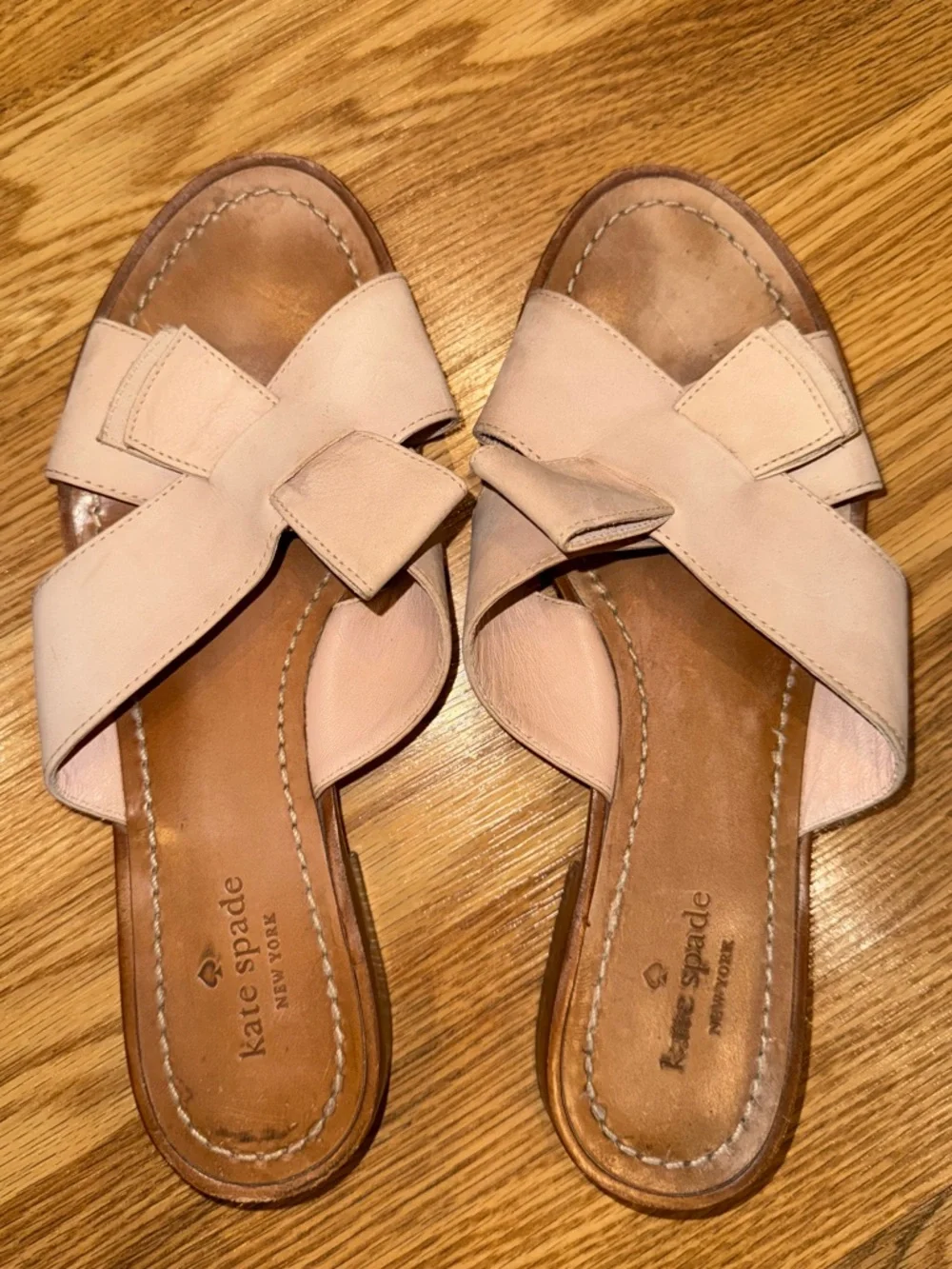kate spade‎ Blush Leather Crossover Slide Sandals 10 M